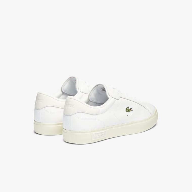 Lacoste Powercourt Smooth Læder Sneakers Hvide Grå | IRBer9DU