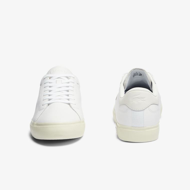 Lacoste Powercourt Smooth Læder Sneakers Hvide Grå | IRBer9DU