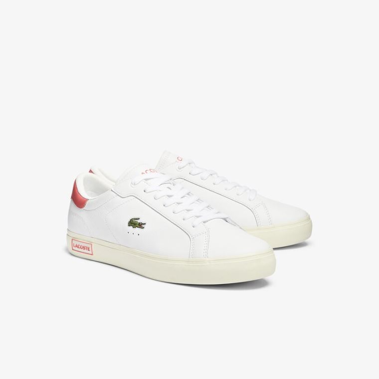 Lacoste Powercourt Smooth Læder Sneakers Hvide Lyserød | oCKoPZhH