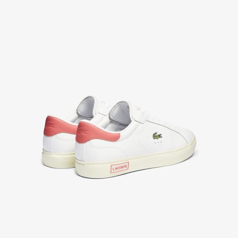 Lacoste Powercourt Smooth Læder Sneakers Hvide Lyserød | oCKoPZhH