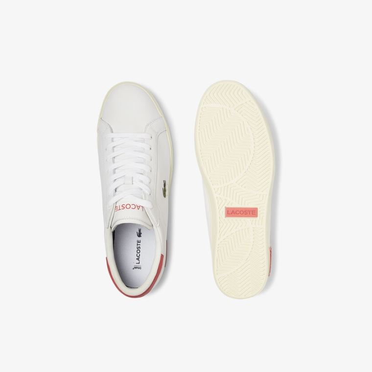 Lacoste Powercourt Smooth Læder Sneakers Hvide Lyserød | oCKoPZhH