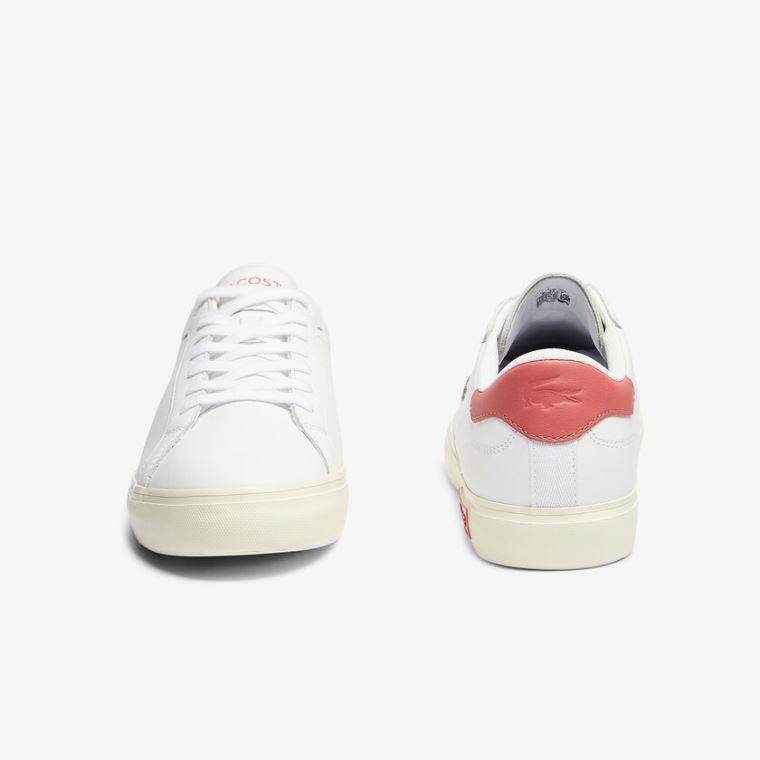 Lacoste Powercourt Smooth Læder Sneakers Hvide Lyserød | oCKoPZhH