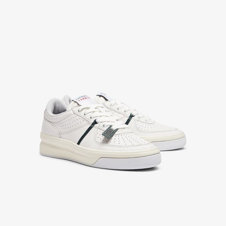 Lacoste Quantace Læder Sneakers Hvide Beige | 1yQ4c9qU