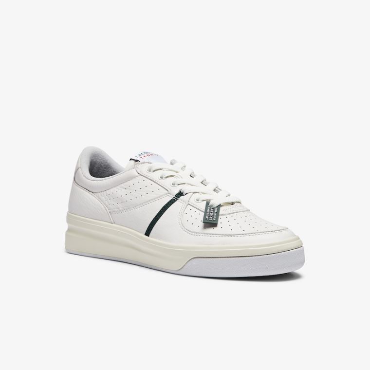 Lacoste Quantace Læder Sneakers Hvide Beige | 3PbDGjDB