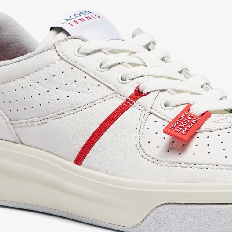 Lacoste Quantace Læder Sneakers Rød Hvide | 9mcciC6F