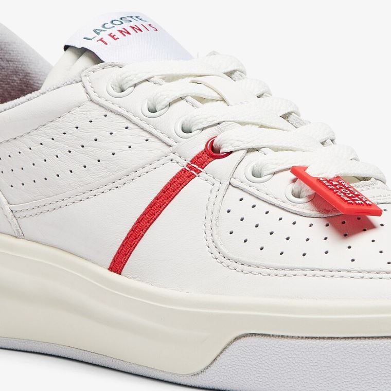 Lacoste Quantace Læder Sneakers Rød Hvide | X0fE5DAK