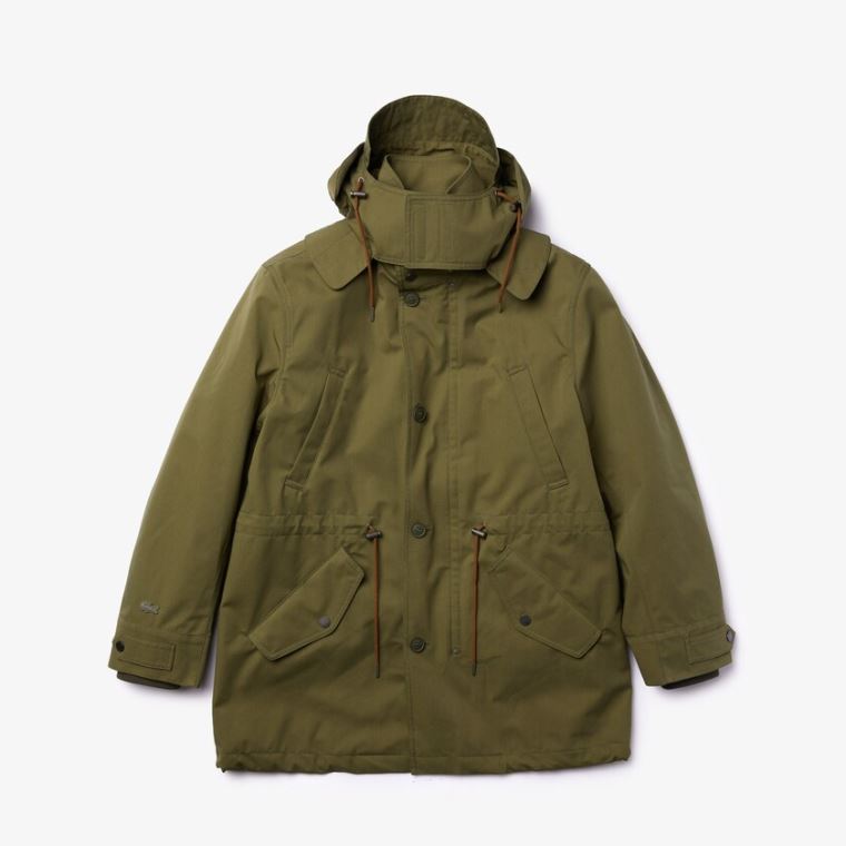 Lacoste Quilted Interior Jacket Strand-Resistant 3-in-1 Parka Khaki Grøn | 56Fecb1f