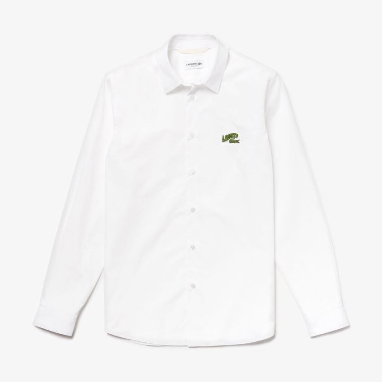 Lacoste Regular Fit Badge Logo Shirt Hvide | U1TzJsAT