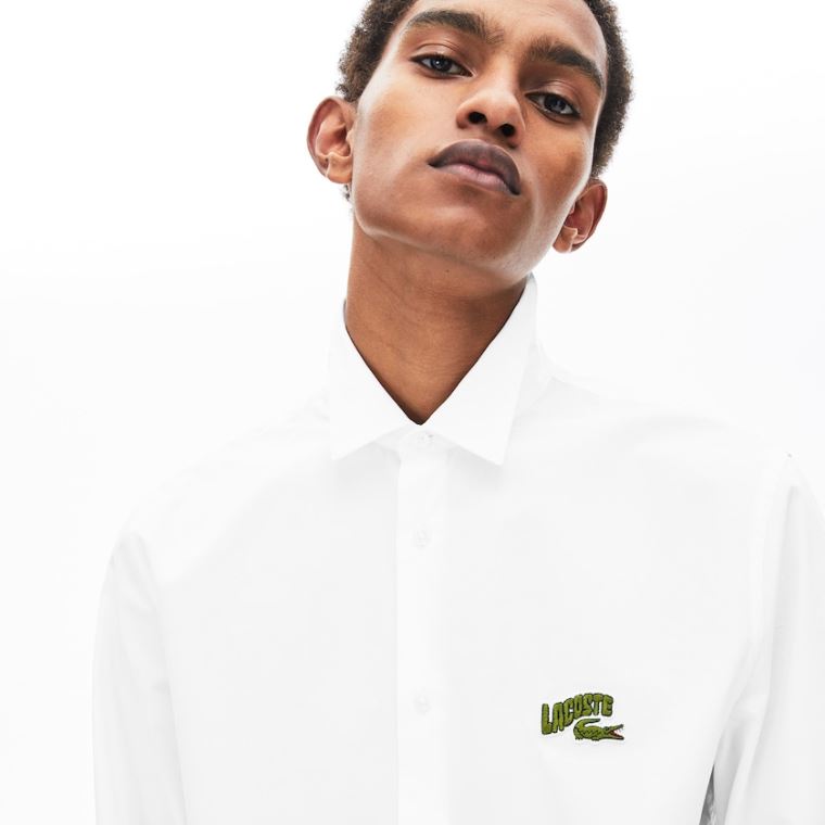 Lacoste Regular Fit Badge Logo Shirt Hvide | U1TzJsAT