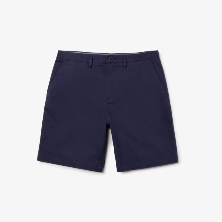 Lacoste Regular Fit Bomulds Gabardine Bermuda Shorts Mørkeblå Blå | R8SxQaRr