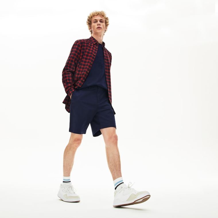 Lacoste Regular Fit Bomulds Gabardine Bermuda Shorts Mørkeblå Blå | R8SxQaRr