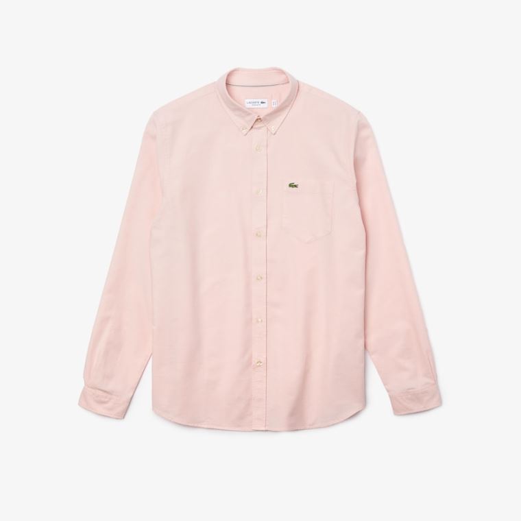 Lacoste Regular Fit Bomulds Oxford Shirt Lyselyserød | MN26IxQT