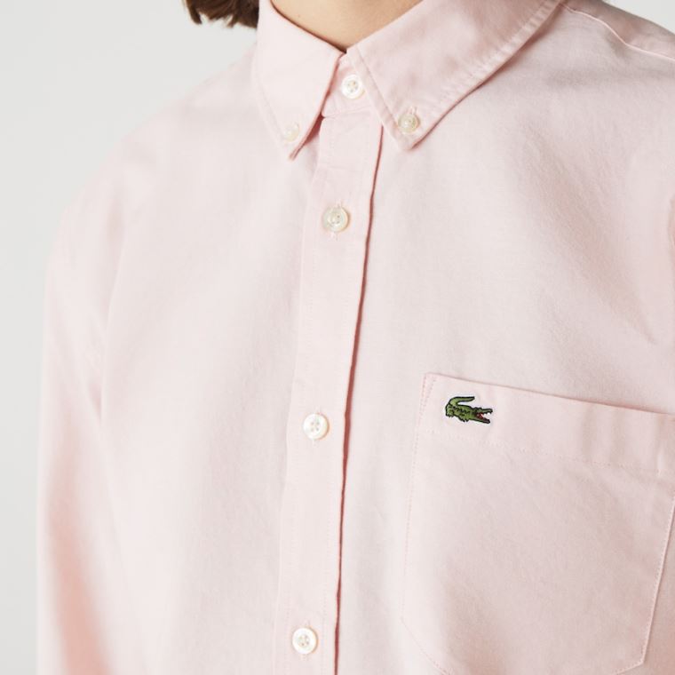 Lacoste Regular Fit Bomulds Oxford Shirt Lyselyserød | MN26IxQT