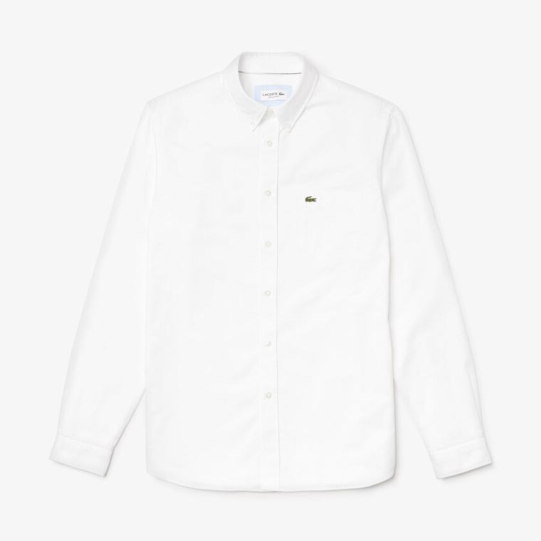 Lacoste Regular Fit Bomulds Oxford Shirt Hvide | i4THIO3W