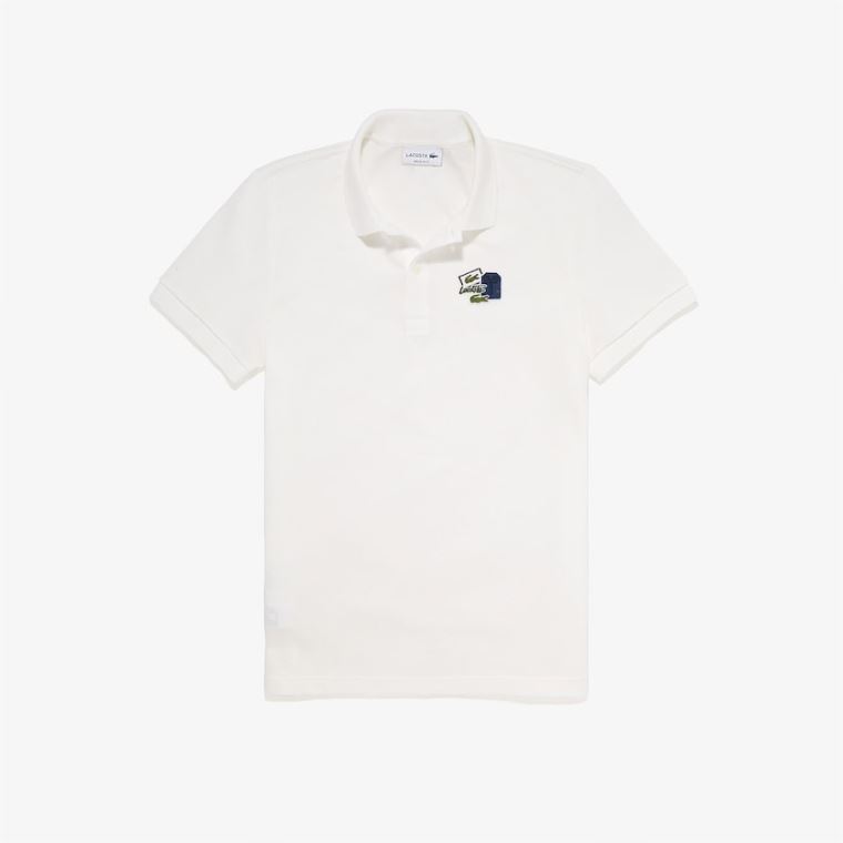 Lacoste Regular Fit Bomulds Piqué Polo Shirt Hvide Blå | y1aR8fMT