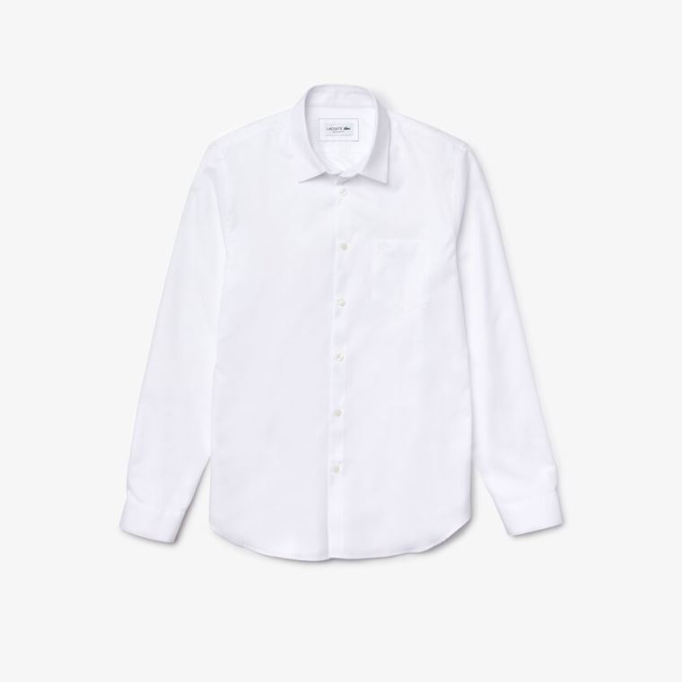 Lacoste Regular Fit Bomulds Poplin Shirt Hvide | COPtggNe