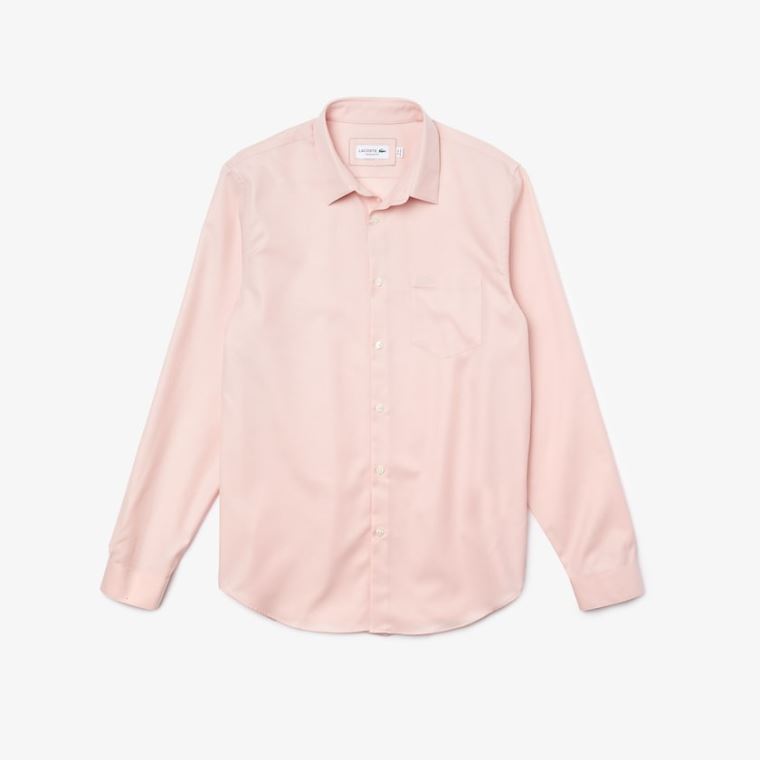 Lacoste Regular Fit Bomulds Poplin Shirt Lyselyserød | Zikbs4AC