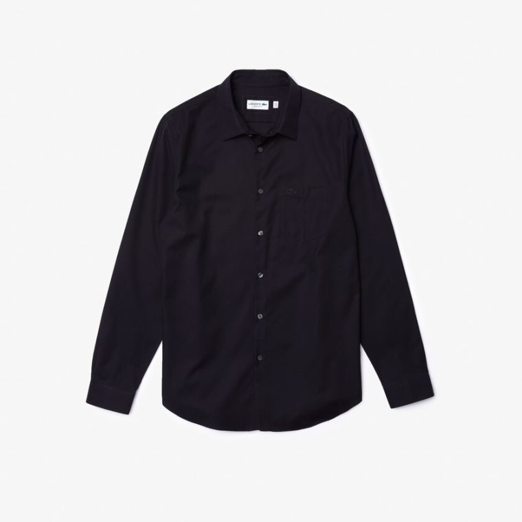 Lacoste Regular Fit Bomulds Poplin Shirt Mørkeblå Blå | oKezUk6t