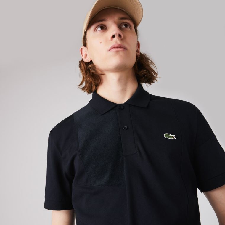 Lacoste Regular Fit Colourblock Stretch Piqué Polo Shirt Mørkeblå Blå | 2foBqFRX