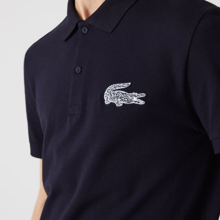 Lacoste Regular Fit Crocodile Badge Bomulds Piqué Polo Shirt Mørkeblå Blå | fw6YgTYf