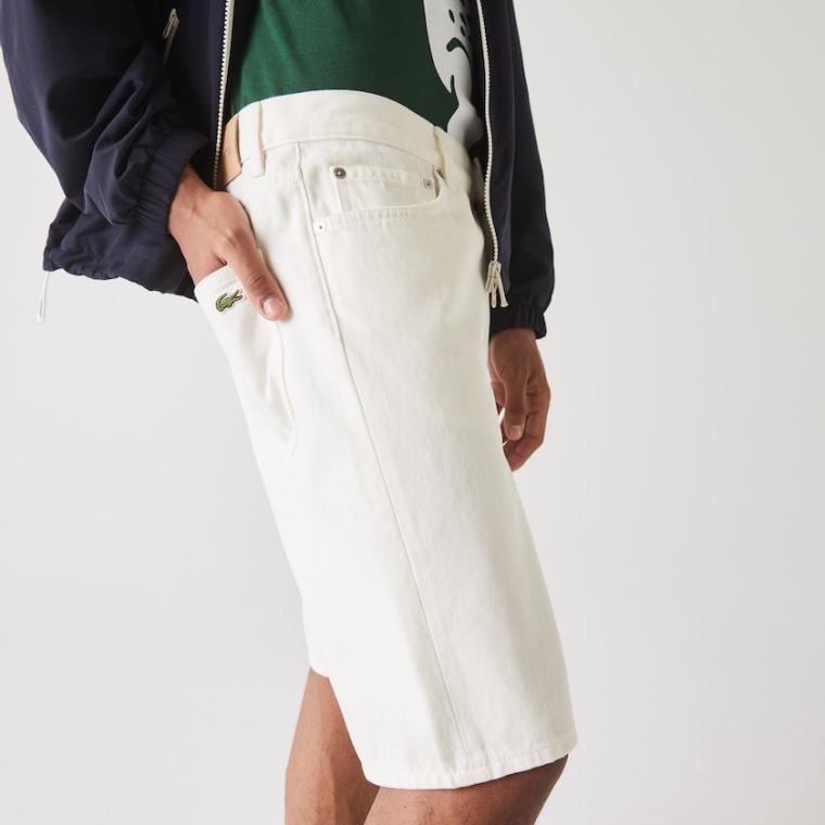 Lacoste Regular Fit Five-Pocket Denim Shorts Hvide | MrqaHcCb