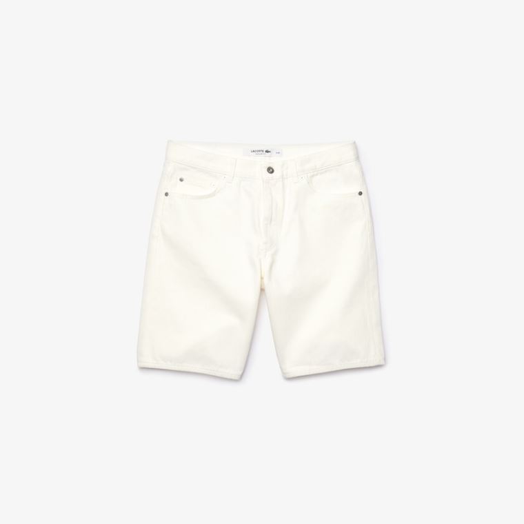 Lacoste Regular Fit Five-Pocket Denim Shorts Hvide | MrqaHcCb