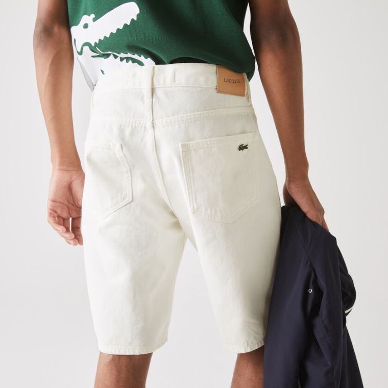 Lacoste Regular Fit Five-Pocket Denim Shorts Hvide | MrqaHcCb