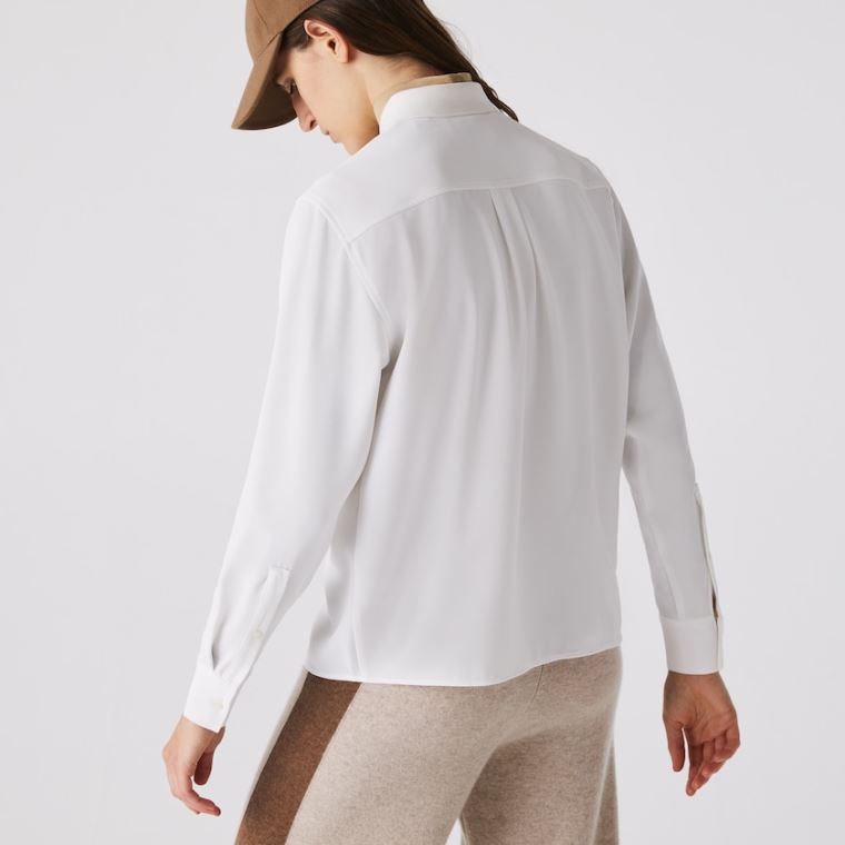 Lacoste Regular Fit Flowy Shirt Hvide | D85GKOrV