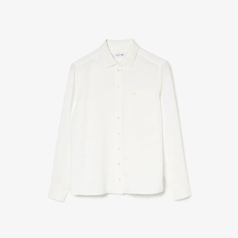 Lacoste Regular Fit Flowy Shirt Hvide | D85GKOrV