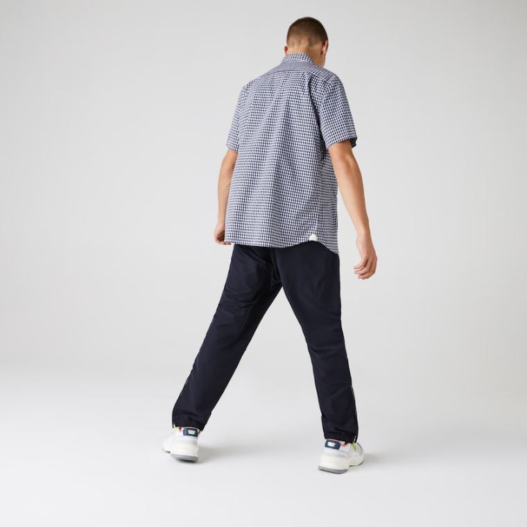 Lacoste Regular Fit Gingham Poplin Shirt Hvide Mørkeblå Blå | Av9FknTp