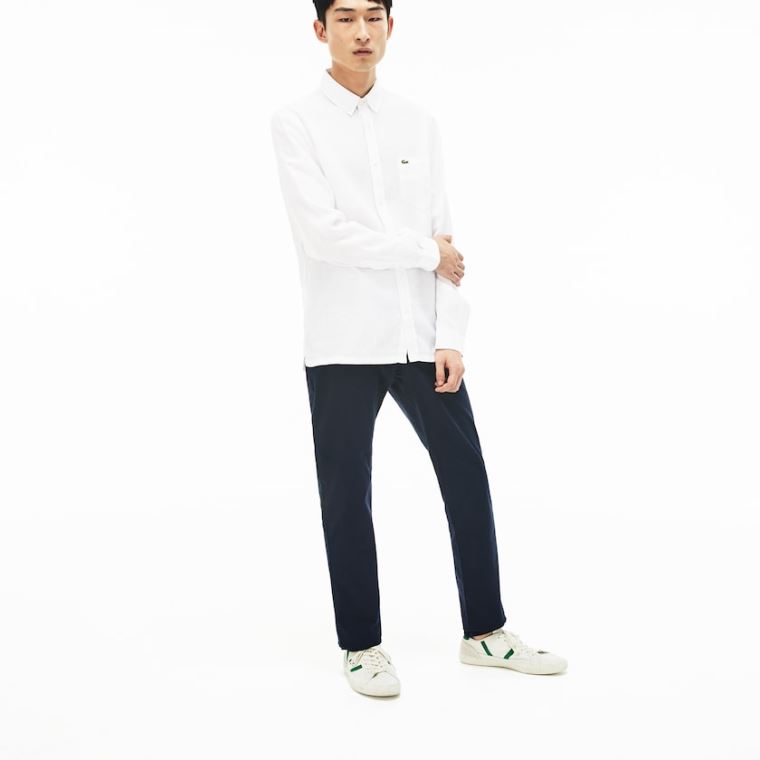 Lacoste Regular Fit Linen Shirt Hvide | 7WLtwbbN