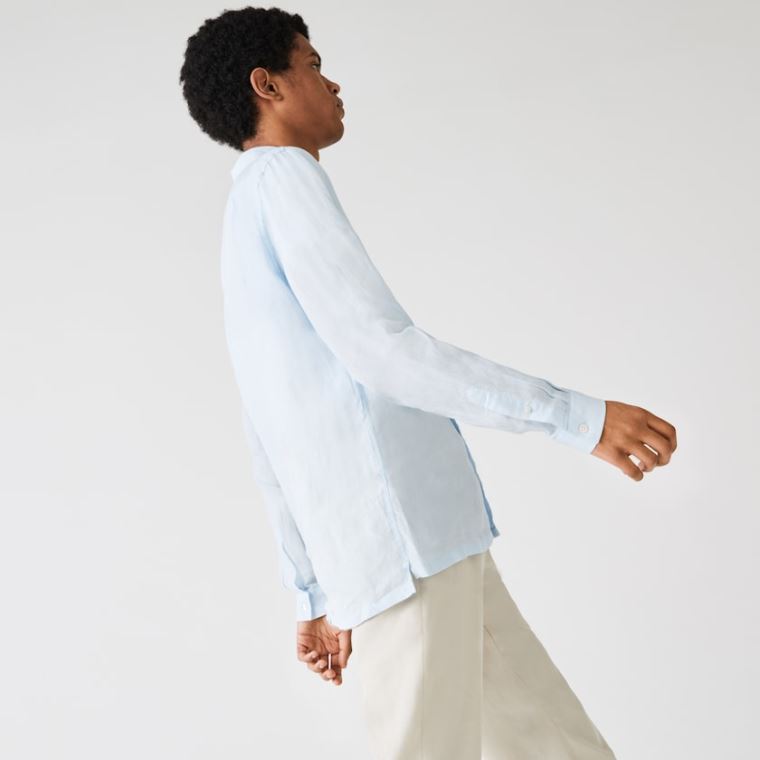 Lacoste Regular Fit Linen Shirt Lyseblå | koj84i8h