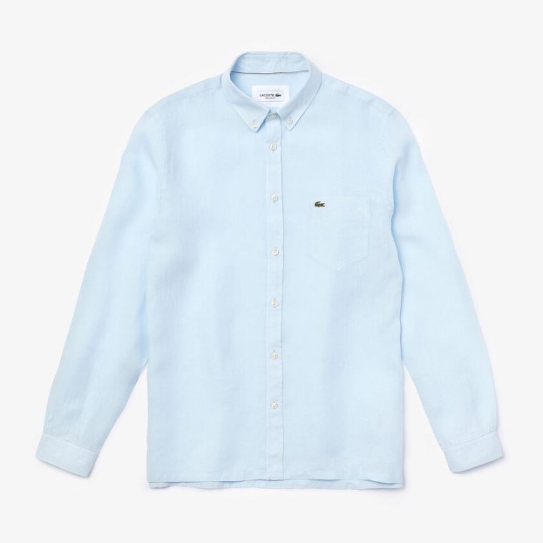 Lacoste Regular Fit Linen Shirt Lyseblå | koj84i8h