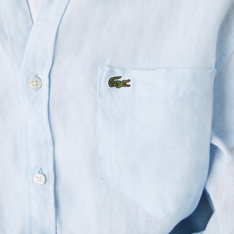 Lacoste Regular Fit Linen Shirt Lyseblå | koj84i8h