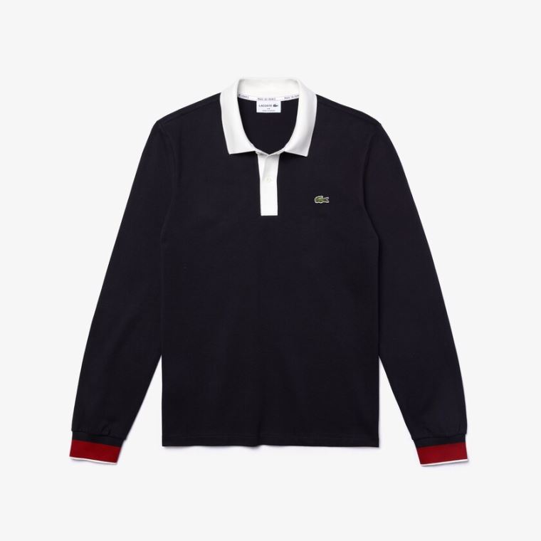 Lacoste Regular Fit Made in France Polo Shirt Mørkeblå Blå Hvide Mørkerød | Hyfne82B