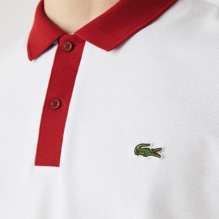 Lacoste Regular Fit Made in France Polo Shirt Hvide Mørkerød Mørkeblå Blå | pSv7cA4B