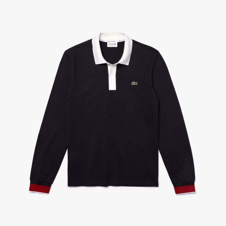 Lacoste Regular Fit Made in France Polo Shirt Mørkeblå Blå Hvide Mørkerød | wp1XBahM