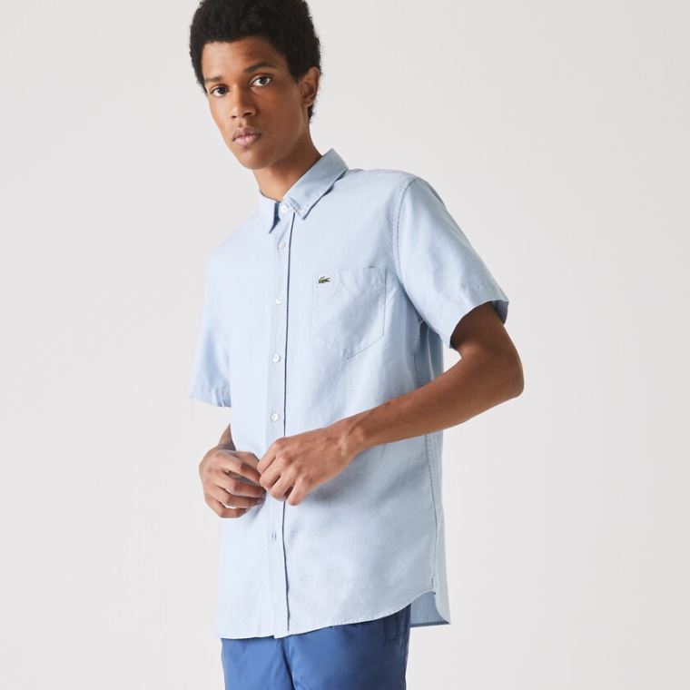 Lacoste Regular Fit Oxford Bomulds Shirt Lyseblå | lw8EStKS