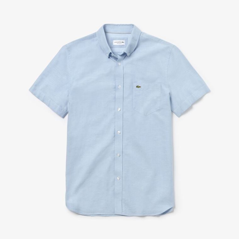 Lacoste Regular Fit Oxford Bomulds Shirt Lyseblå | lw8EStKS