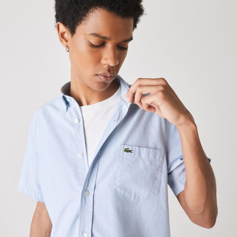 Lacoste Regular Fit Oxford Bomulds Shirt Lyseblå | lw8EStKS