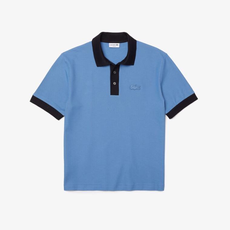 Lacoste Relaxed Fit Textured Bomulds Piqué Polo Blå Mørkeblå Blå | 4bc4RApj