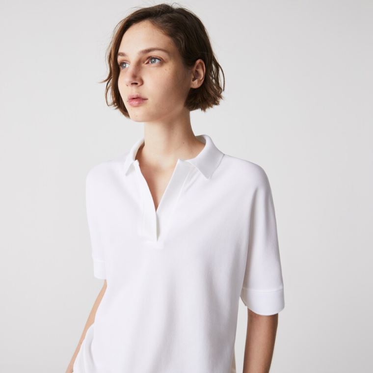 Lacoste Relaxed Piqué Polo Hvide | 0k6yoLHk