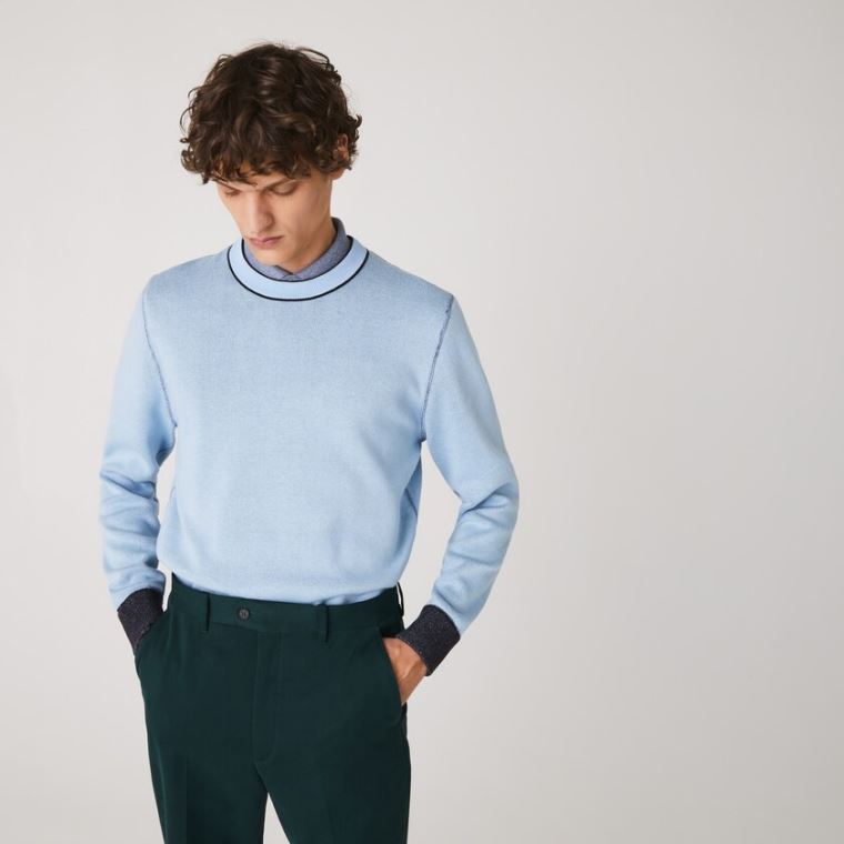 Lacoste Reversible Crew Neck Contrast Sweater Mørkeblå Blå Blå | 3pdZJmBy