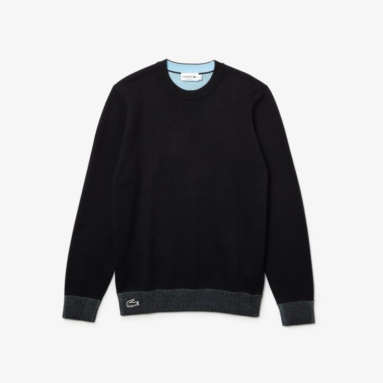 Lacoste Reversible Crew Neck Contrast Sweater Mørkeblå Blå Blå | 3pdZJmBy