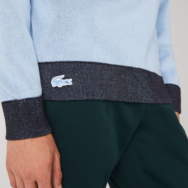 Lacoste Reversible Crew Neck Contrast Sweater Mørkeblå Blå Blå | 3pdZJmBy