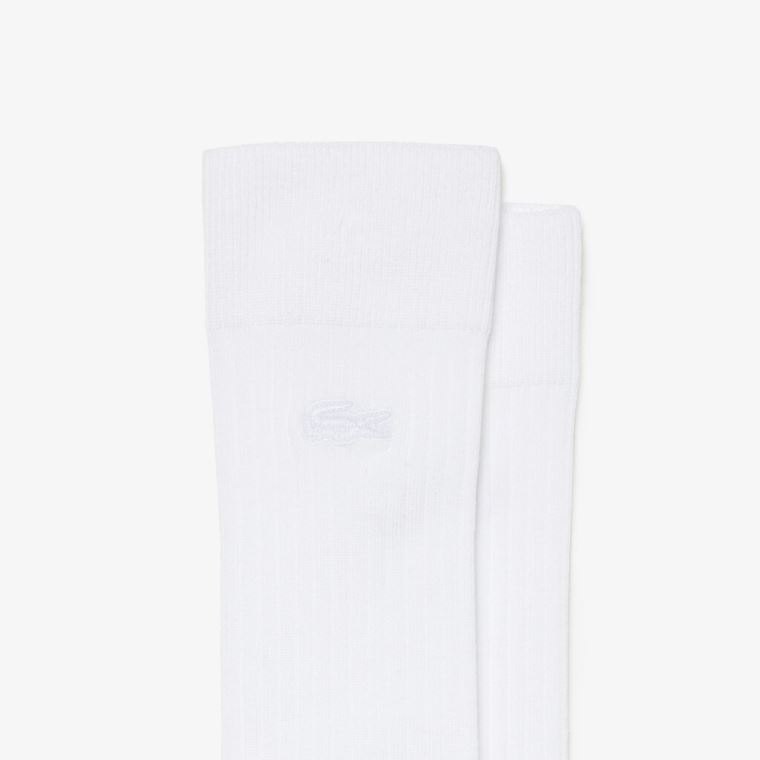 Lacoste Ribbed Bomulds Blend Socks Hvide | bOZMReof