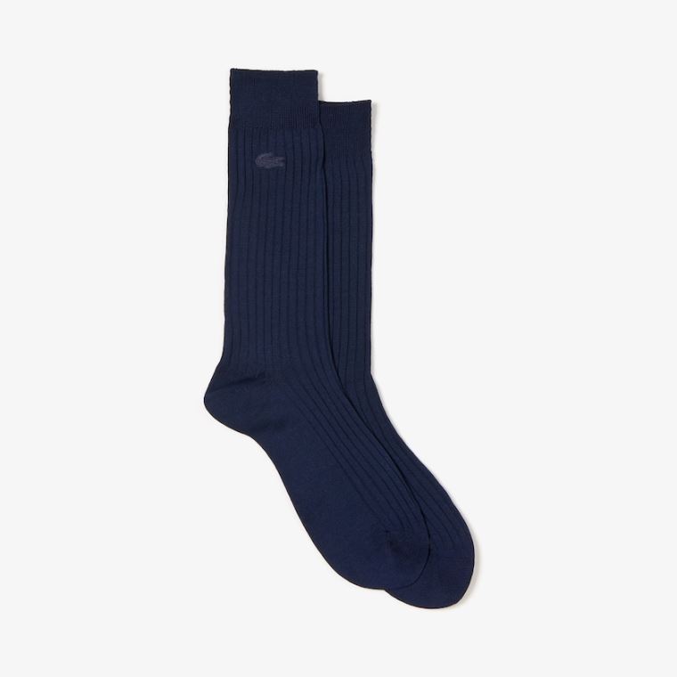 Lacoste Ribbed Socks Mørkeblå Blå | 5OBYE0iw