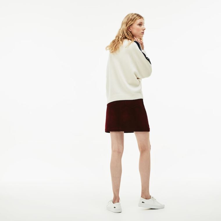 Lacoste Ribbed Stretch Velour A-Line Skirt Brune | oTren9uw