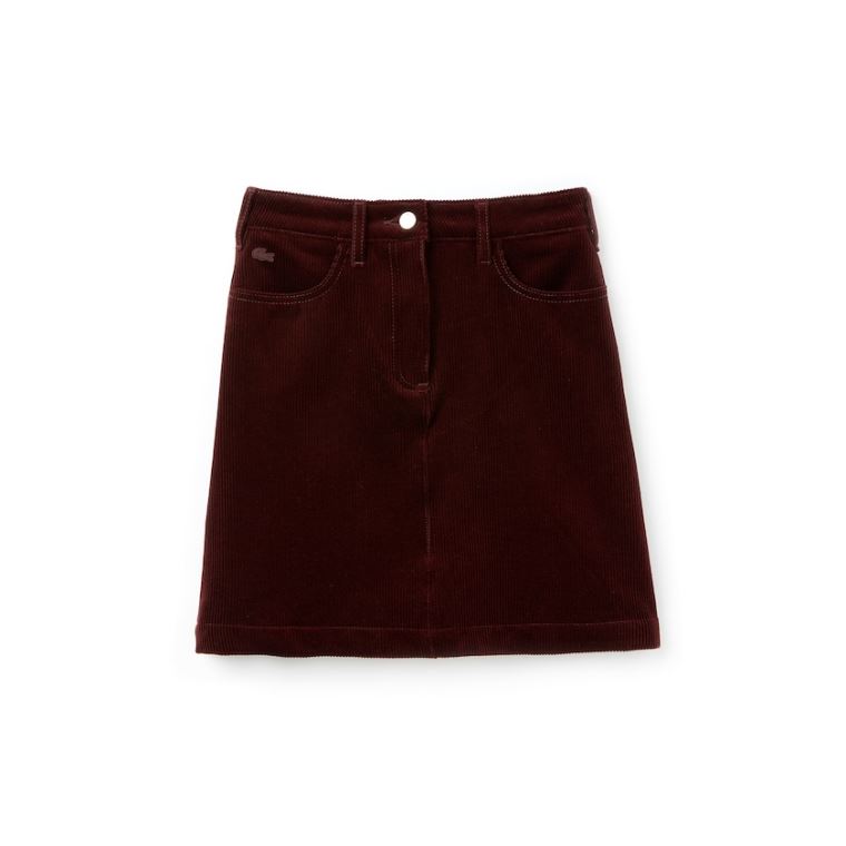 Lacoste Ribbed Stretch Velour A-Line Skirt Brune | oTren9uw