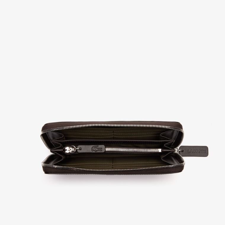 Lacoste Robert George Coated Print Canvas Zip Wallet Grøn | 4xoxPIgP